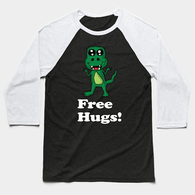 Free Hugs T-Rex 2 Baseball T-Shirt by Eric03091978